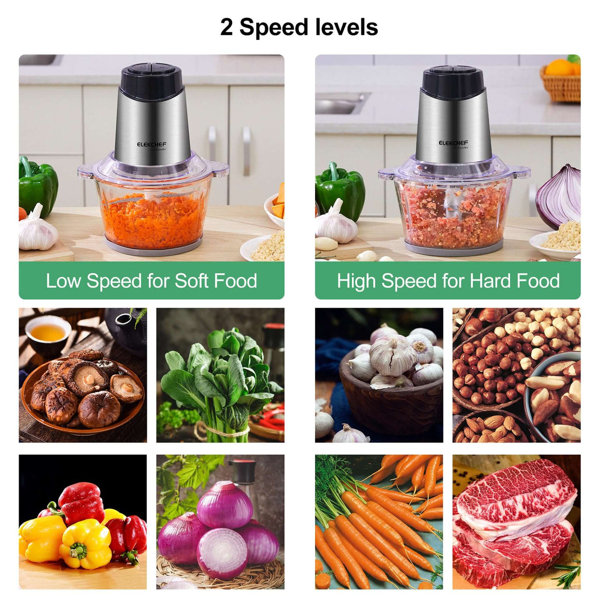 2L Glass Bowl Meat Grinder Food Processor