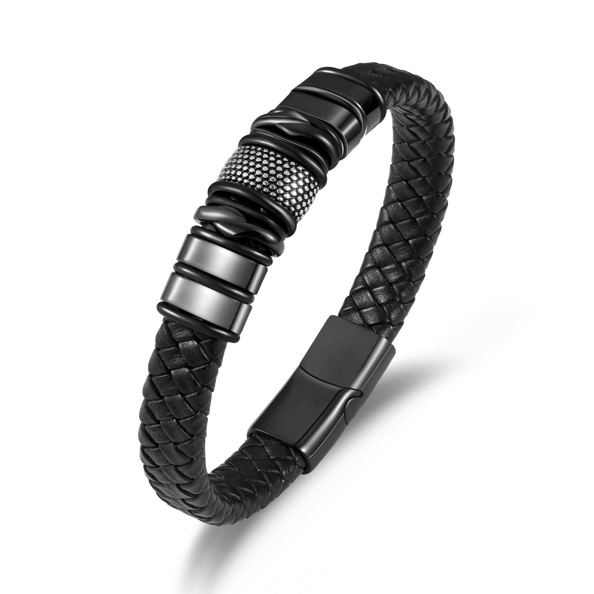 Magnetarmband i flätad läder – herr