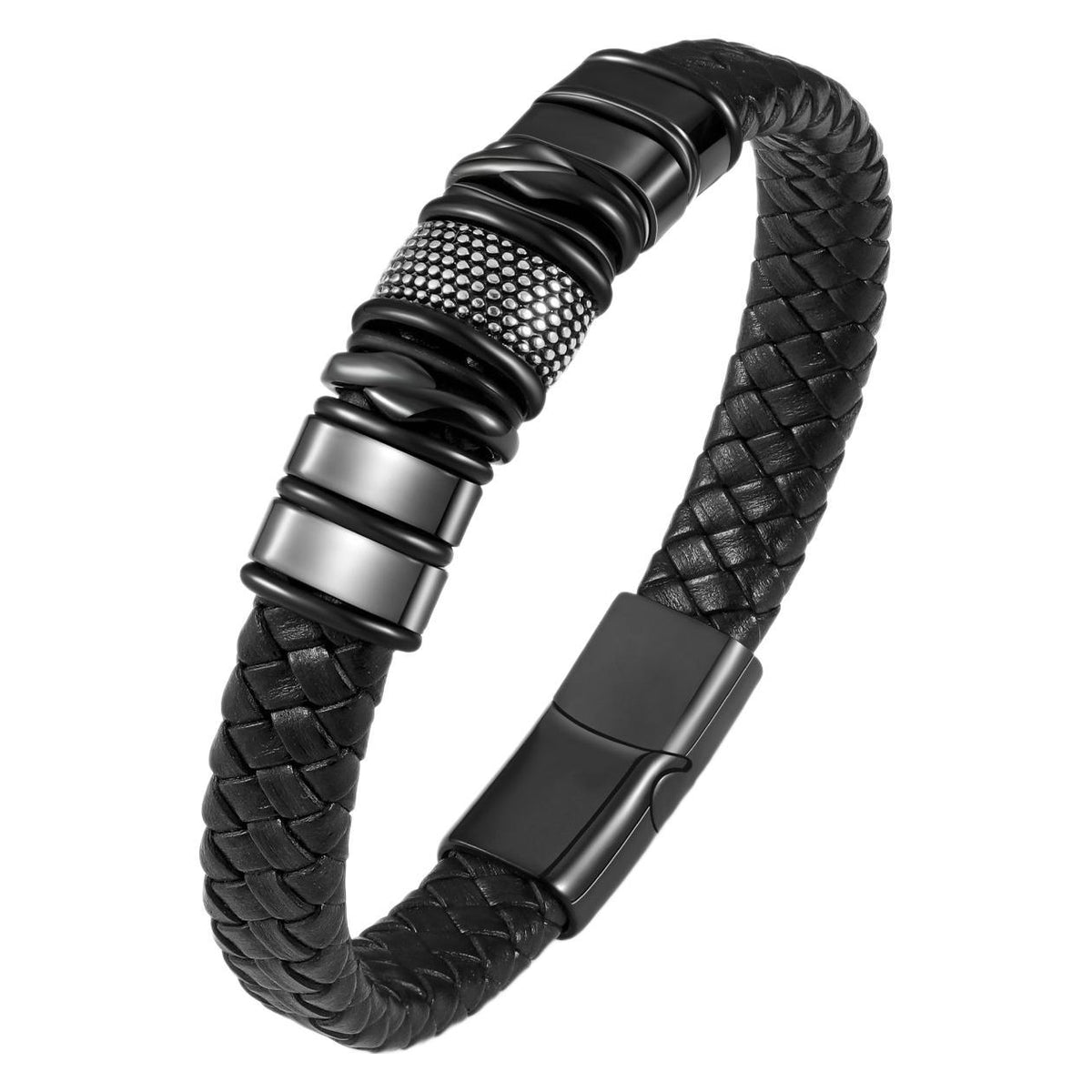 Magnetarmband i flätad läder – herr